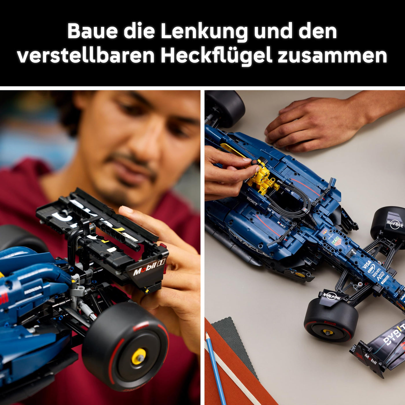 LEGO Technic Oracle Red Bull Racing RB20 F1 Car Model Kit - Collectible Formula 1 Building Set with 1:8 Scale V6 Engine, Gear Box, Steering & DRS - Gift Idea for Adult & Teenage Racing Fans - 42206
