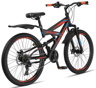 Licorne Bike Strong D Premium Mountainbike in 26 Zoll - Fahrrad für Jungen, Mädchen, Damen und Herren - Scheibenbremse vorne und hinten-Shimano 21 Gang-Schaltung-Vollfederung