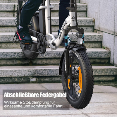 Vipdrive Klapprad E-Bike 20 Zoll, Elektrofahrrad mit 48v13ah Akku, 25km/H, Reichweite bis zu 80km, E Bike mit 7-Gang,LCD-Display, Elektrofahrrad für Herren Damen (Weiß【624Wh 13AH 65Nm】)