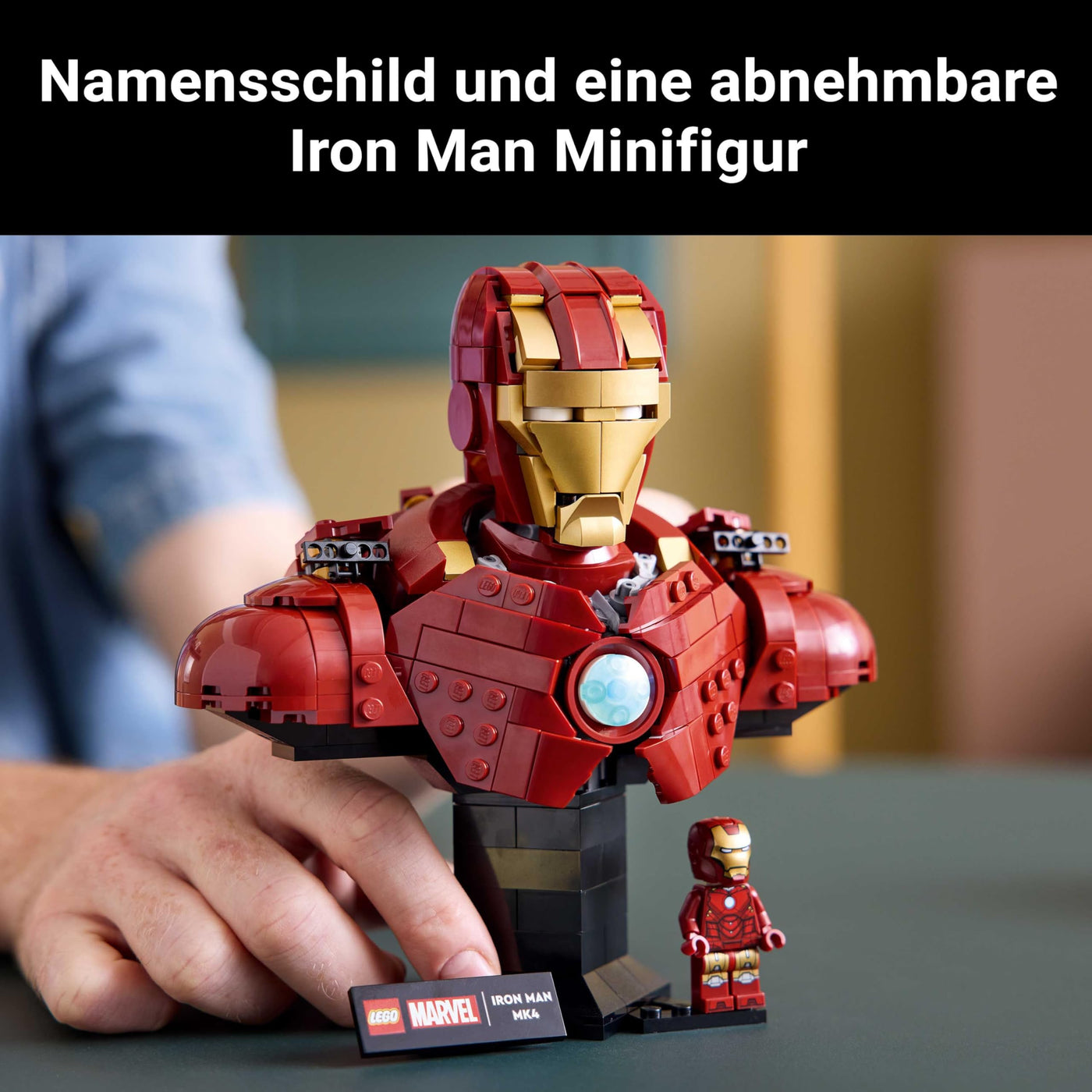 LEGO ǀ Marvel Iron Man MK4 Büste - Bauset für Erwachsene zum Ausstellen inkl. Tony Stark Minifigur, mit einziehbaren Kanonen und einem drehbaren Kopf - Sammlerstück & Geschenkidee für Fans - 76327