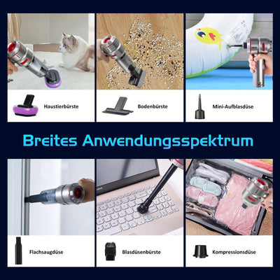 Akku Handstaubsauger Mini Staubsauger Auto: USB Handheld Vacuum Cleaner 16000Pa Power - 6000mAh Akkusauger mit 3 HEPA Filter - Kabellos Handsauger Akkustaubsauger für Matratzen Car Tierhaare Haustiere