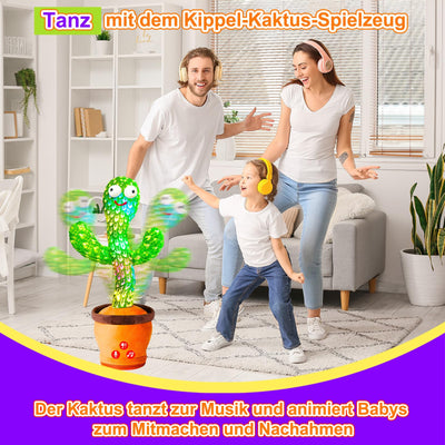 Vitosup Tanzender Sprechender Kaktus Baby Spielzeug, Lautstärke einstellbar, Nachahmend Singend Wiederholend, Interaktives Plüsch-Babyspielzeug/Geschenk für Jungen Mädchen