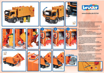 bruder 03760 - Man TGS Müll-LKW mit 2 Mülltonnen - 1:16 Fahrzeuge, Müllauto Spielzeug, Müllabfuhr, Müllwagen