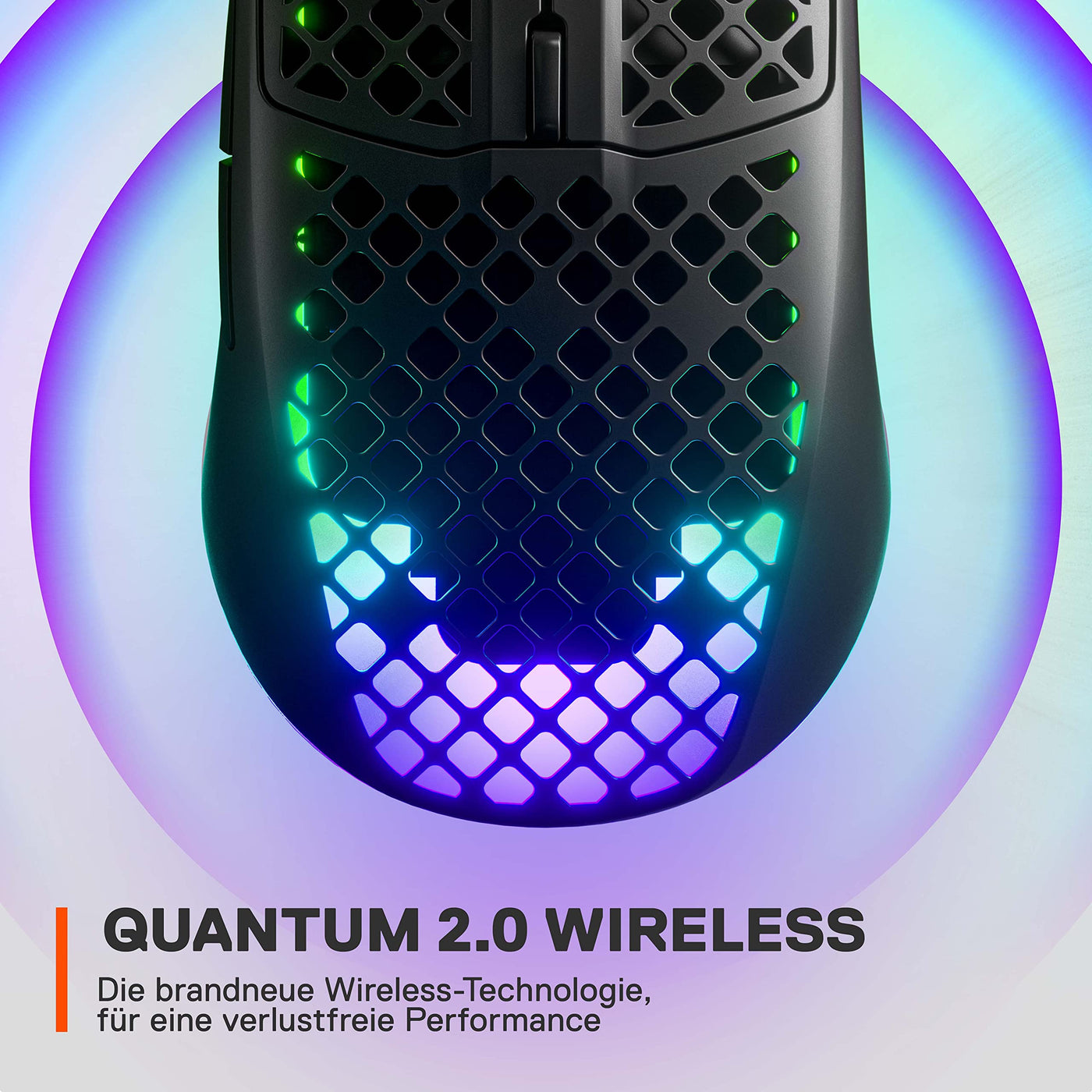 SteelSeries Aerox 3 Wireless - RGB Gaming-Mouse mit Öffnungen in der Oberfläche - Federleichtes, wasserabweisendes Design - Optischer TrueMove Air-Sensor mit 18.000 DPI - Onyx