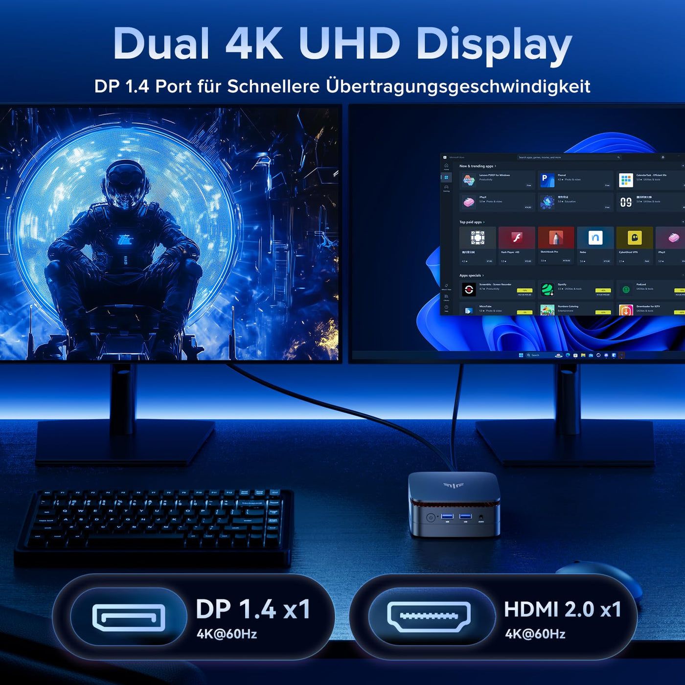 NiPoGi E1 Mini PC mit Ιntel Alder Lake N97(Max 3,6 GHz) 16GB DDR4 512GB SSD,Mini Computer Dual UHD Display 4K@60Hz HDMI 2.0+DP 1.4 Desktop PC mit Gigabit Ethernet/2.4+5G WiFi/Bluetooth für Büro