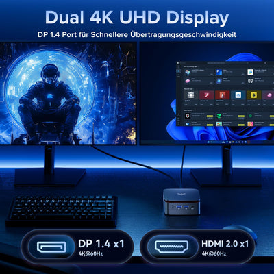 NiPoGi E1 Mini PC mit Ιntel Alder Lake N97(Max 3,6 GHz) 16GB DDR4 512GB SSD,Mini Computer Dual UHD Display 4K@60Hz HDMI 2.0+DP 1.4 Desktop PC mit Gigabit Ethernet/2.4+5G WiFi/Bluetooth für Büro