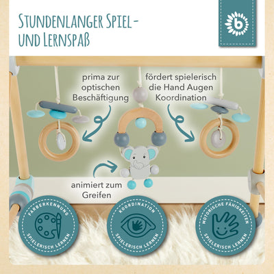 Bieco Spielbogen Baby Holz Höhenverstellbar | Baby Gym | Spieltrapez Trapez Holzspieltrapez Spielebogen Babies Wickeltisch Babys -figuren