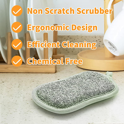 Spülschwamm Topfreiniger Küchenschwamm Waschbar zum wiederverwenden 6er Set,10x8 cm mit Mikrofaser, mit 2 leistungsstarke Seiten,Für Gründliche Reinigung bei hartnäckigem Schmutz haarbürste