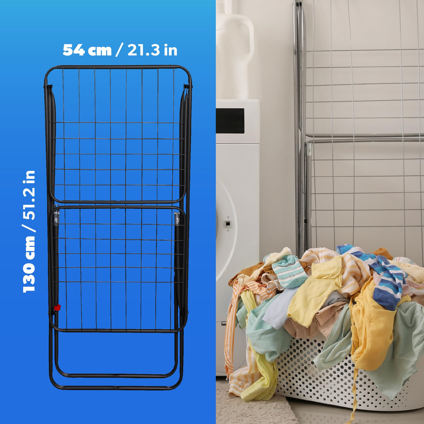 KADAX Wäscheflügeltrockner, 180x55x101cm Wäscheständer, Luftstromwäscheständer, Wäschetrockner mit rutschfesten Füßen, Flügelwäschetrockner, Bekleidung