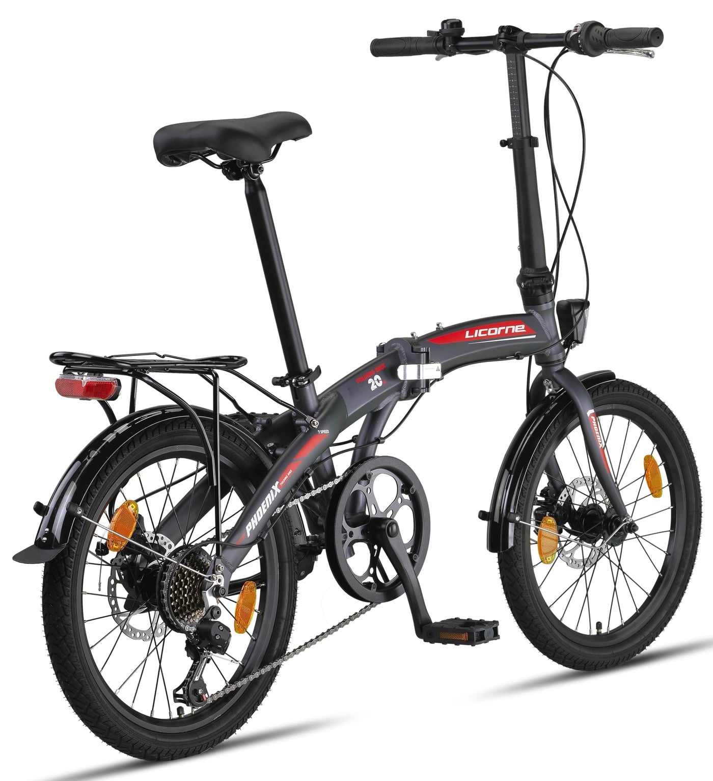 Licorne Bike Phoenix 2D 20 Zoll Aluminium Faltrad Klapprad Scheibenbremse Discbremse Faltfahrrad Herren Damen 7 Gang Kettenschaltung Folding City Bike Alu-Rahmen StVZO