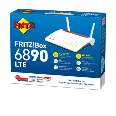 AVM FRITZ!Box 6890 (LTE- oder DSL-Modem, bis 300 MBit/s, WLAN AC+N bis 1.733 (5 GHz) und 800 (2,4 GHz) MBit/s, 4 x Gigabit-LAN), geeignet für Deutschland