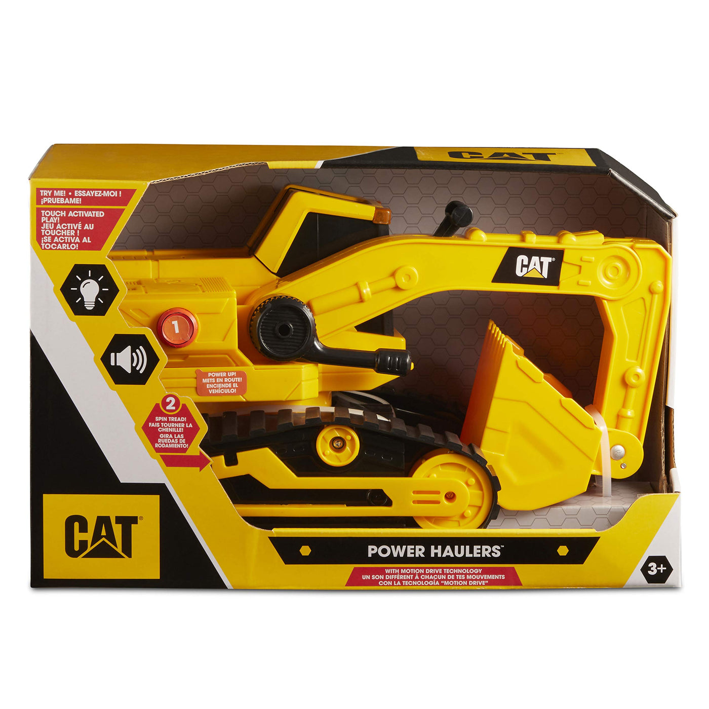CatToysOfficial | CAT Construction 29,5 cm Power Haulers Bagger Spielzeug | Echte Lichter & Geräusche, Bewegungsangetrieben, Arbeitsfunktionen | Interaktive Baustellenfahrzeuge Kinder ab 3 Jahre