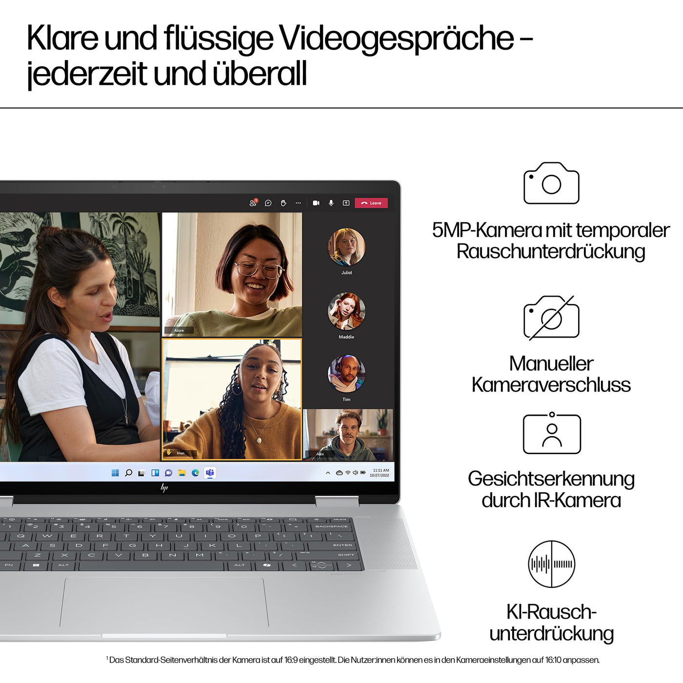 HP Envy x360 2-in1 Convertible Laptop PC | AMD Ryzen 5 8640HS | KI optimiert | 16” WUXGA Touchscreen | 16GB RAM | 512GB SSD | AMD Radeon-Grafikeinheit | Windows 11 Home | QWERTZ Copilot Key | Silber