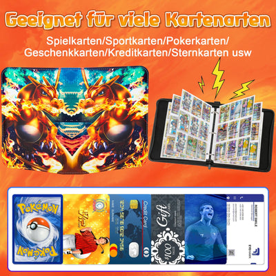 LYAILOOGXL Sammelalbum für Pokemon 900 Karten Groß, Album Heft für Pokemon Karten zum sammeln und tauschen,Sammelkarten Album mit 50pcs Abnehmbaren Hüllen 9 Taschen,Tragbarer Wasserdichter