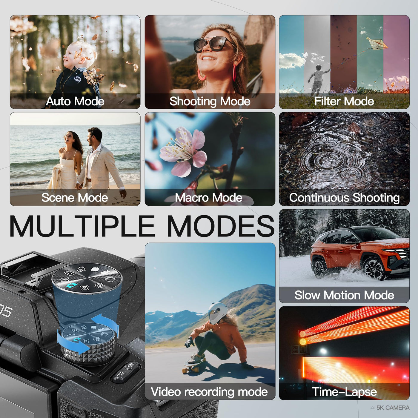 64MP Digital Camera für Fotografie und Video, 5K Vlogging Kamera für YouTube mit 3'' Flip Screen, 16X Digitalzoom, WiFi& Autofokus, Kameragurt&Stativ, 2 Akkus, 32GB TF Karte 2502-EU