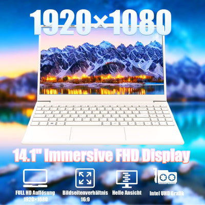 2025 Neueste Tragbarer Laptop für Studenten und Unternehmen,14 Zoll Notebook Computer FHD IPS Display,8GB RAM 512GB SSD,Celeron N5095(Bis zu 2.9GHz,Beats N4020),QWERTY Numerische Tastatur,WiFi,Webcam