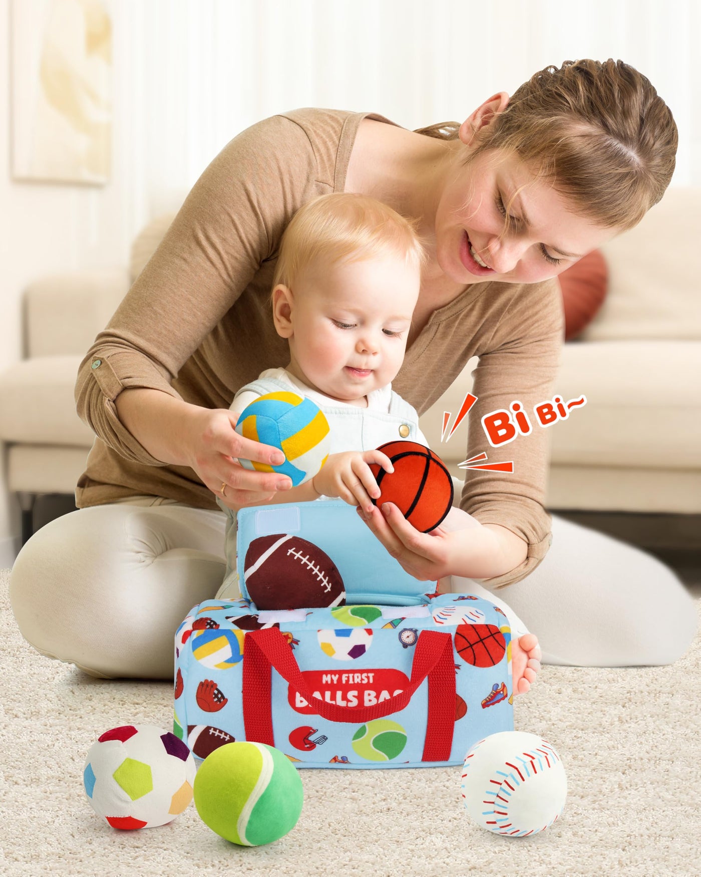 Vanmor Sensory Sports Balls für Kleinkinder, Babyspielzeug mit Reisetasche, Frühes Lernspielzeug für Babys ab 12 Monaten. Perfekt für die Sensorische Entwicklung, Tolles Geschenk für die Kleinen