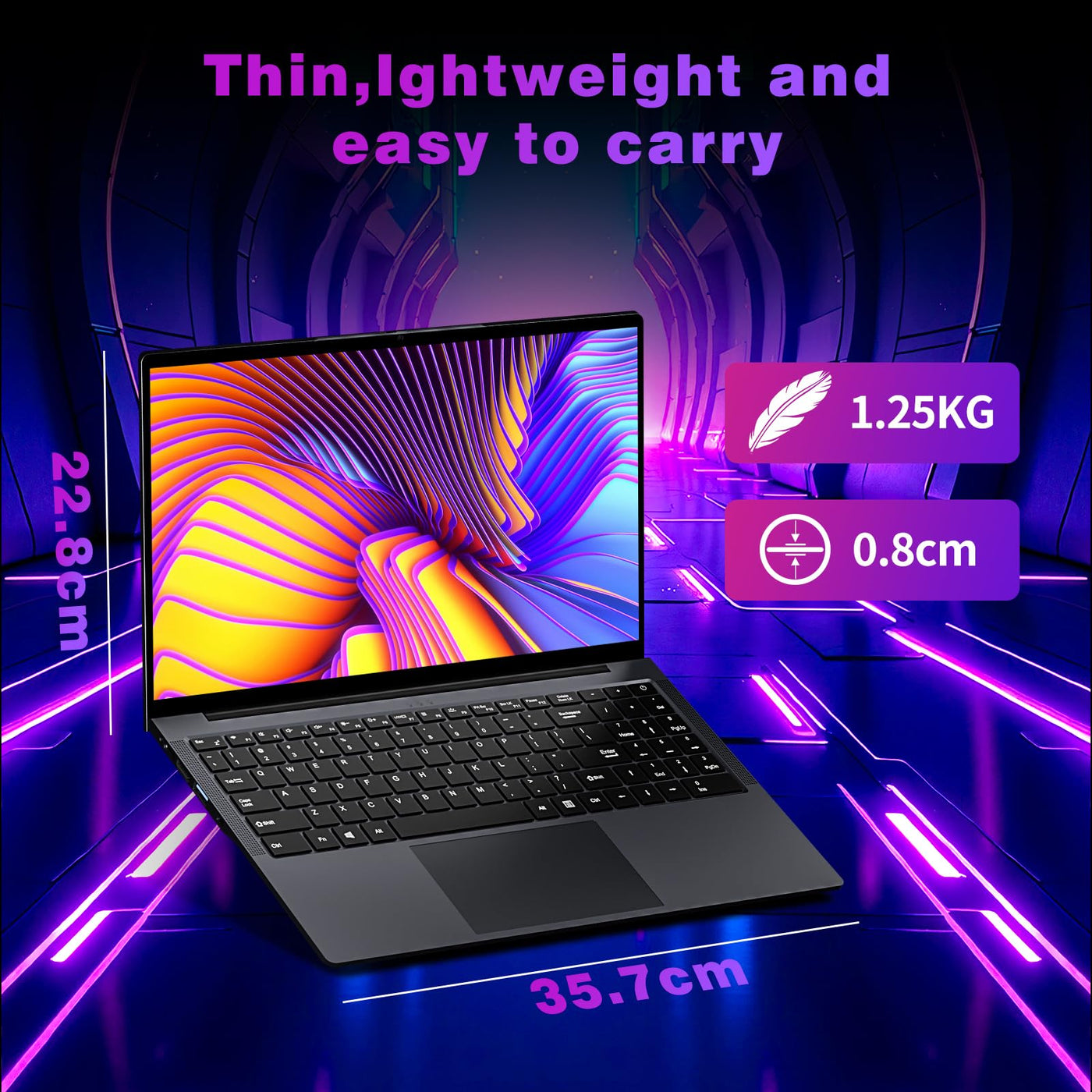 Moacreto Laptop 15,6 Zoll Core i3-8100Y Prozessor 16GB RAM 512GB SSD Win 11 Pro FHD 1920 * 1080 Notebook, mit Typ-C, USB 3.0, Mini HDMI, Wi-Fi, BT5.0, Ziffernblock PC-Computer