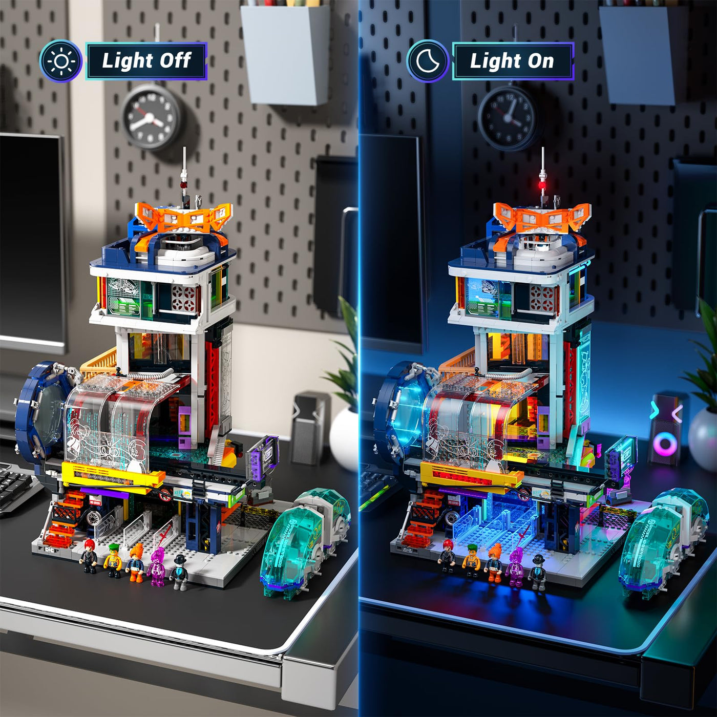 Lumibricks Cyberpunk Schwebezug-Station Baustein-Set