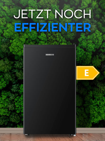 Heinrich´s Getränkekühlschrank 94L klein kompakt leise: 36db Mini-Bar; Tisch-Kühlschrank mit 7 Temperaturstufen, Mini Kühlschrank freistehend, perfekt geeignet für Büro Camping Garten Outdoor,schwarz