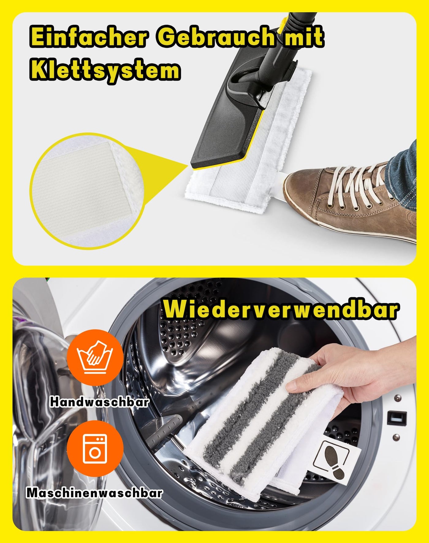 SOSALUK 8er Set für Kärcher Dampfreiniger Zubehör Ersatztücher für Kärcher SC1 SC2 SC3 SC4 SC5 SI4-6 Bodentücher + 2 Mikrofaser-Überzüge - kompatibel mit Kärcher Dampfreiniger Easy Fix