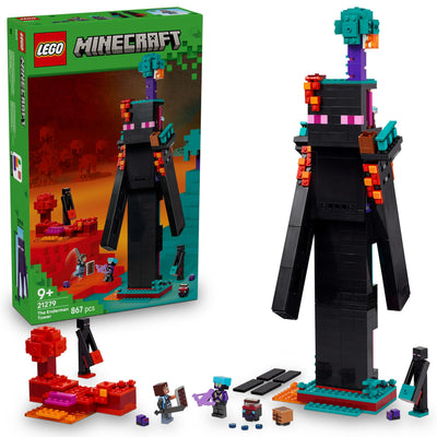 LEGO Minecraft 2in1 Der Enderman-Turm - Modulares Gaming Spielzeug - Lässt Sich in 2 Festungen umbauen - Mit 4 Minifiguren zum Sammeln - Gamer Geschenk für Jungen und Mädchen ab 9 Jahren - 21279