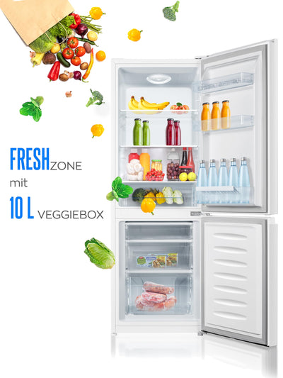 Heinrich´s Kühlgefrierkombination 175Liter, Kühlvolumen 122L, Gefrierfach 53L,LED Innenraumbeleuchtung, Kühlschrank Türanschlag wechselbar, leise 39dB,große Tiefkühlboxen, 7 Temperaturstufen,weiß