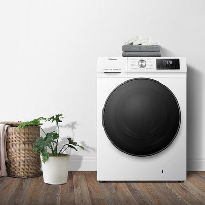 Hisense WFQA8014EVJM Waschmaschine mit Dampffunktion/ 8 kg/AquaStop/ 1400 U/min /15 Programme/Inverter PowerDrive Motor/Edelstahltrommel/Kindersicherung/Trommelreinigung/Weiß