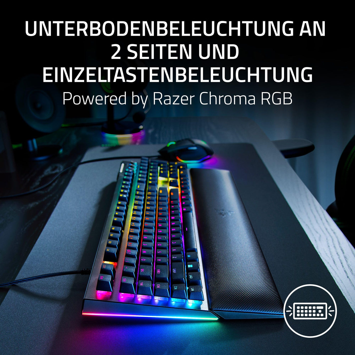 Razer BlackWidow V4 - Mechanische Gaming-Tastatur - Razer Snap Tap (Mechanische Yellow Switches, 6 Makro-Tasten, Doubleshot-ABS-Tastenkappen, Chroma RGB) QWERTZ DE-Layout | Schwarz