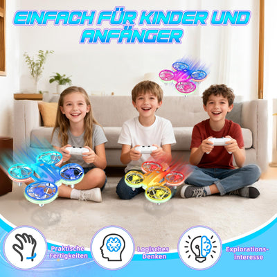 Charmofun Mini Drohne für Kinder, Drone kinder mit 360° Flips, Indoor Outdoor RC Drone mit 4 LED-Licht, 3 Akku, RC Flugzeug Quadrocopter Geschenke für Jungen ab 6 + Jahre und Anfänger