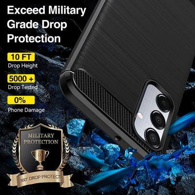 ivoler Hülle für Samsung Galaxy M15 5G mit 2 Stück Panzer Schutz Glas, Militärischer Stoßfest Handyhülle, Dünne Weiche TPU Silikon Kratzfest Schutzhülle Anti-Fingerabdruck Case, Schwarz