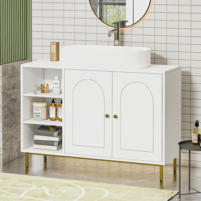 Hzuaneri Waschbeckenunterschrank, Unterschrank, Waschtischunterschrank, Badezimmerschrank mit 2 Türen, verstellbare Ablage, viel Stauraum, Moderner Stil, 30 x 90 x 63 cm, Weiß BC09803G