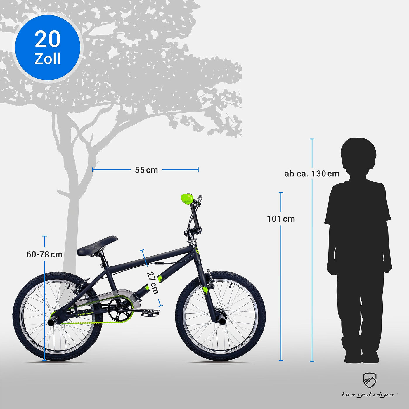 Bergsteiger Ohio 20 Zoll BMX, 360° Rotor-System, Freestyle, 4 Stahl Pegs, Kettenschutz, Freilauf