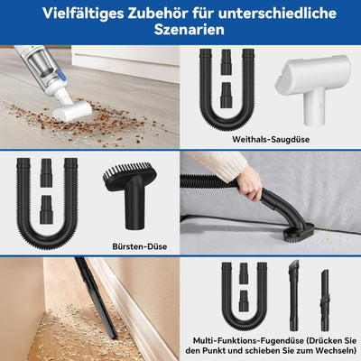 SIMWAL Auto Handstaubsauger Akku Kabellos - 9500PA stark tragbar Mini Staubsauger - 30Min Laufzeit USB aufladbar Autostaubsauger mit Waschbar HEPA Filter LED Beleuchtung für Haus, Küche, Büro