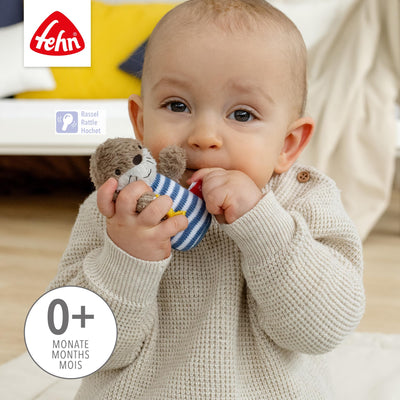 Mini-Rassel Otter – Mini-Greifling zum Rasseln, Fühlen, Spielen mit kuschelweichem Stoff-Tier – ein treuer Begleiter für Babys und Kleinkinder ab 0+ Monaten