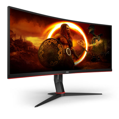 AOC Gaming CU34G2X - 34 Zoll WQHD Curved Monitor, 144 Hz, 1ms, FreeSync Premium (3440x1440, HDMI, DisplayPort, USB Hub) schwarz/rot