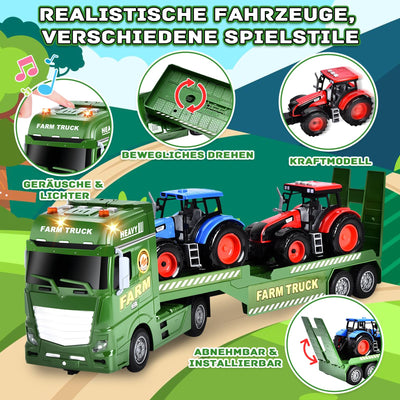 Herefun Bauernhof Lastwagen Spielzeug, Großer Bauernhof Traktor, Anhänger Spielzeug mit Traktor, Groß Transporter LKW, Geschenk für Kinder 3, 4, 5, 6+ Jahren