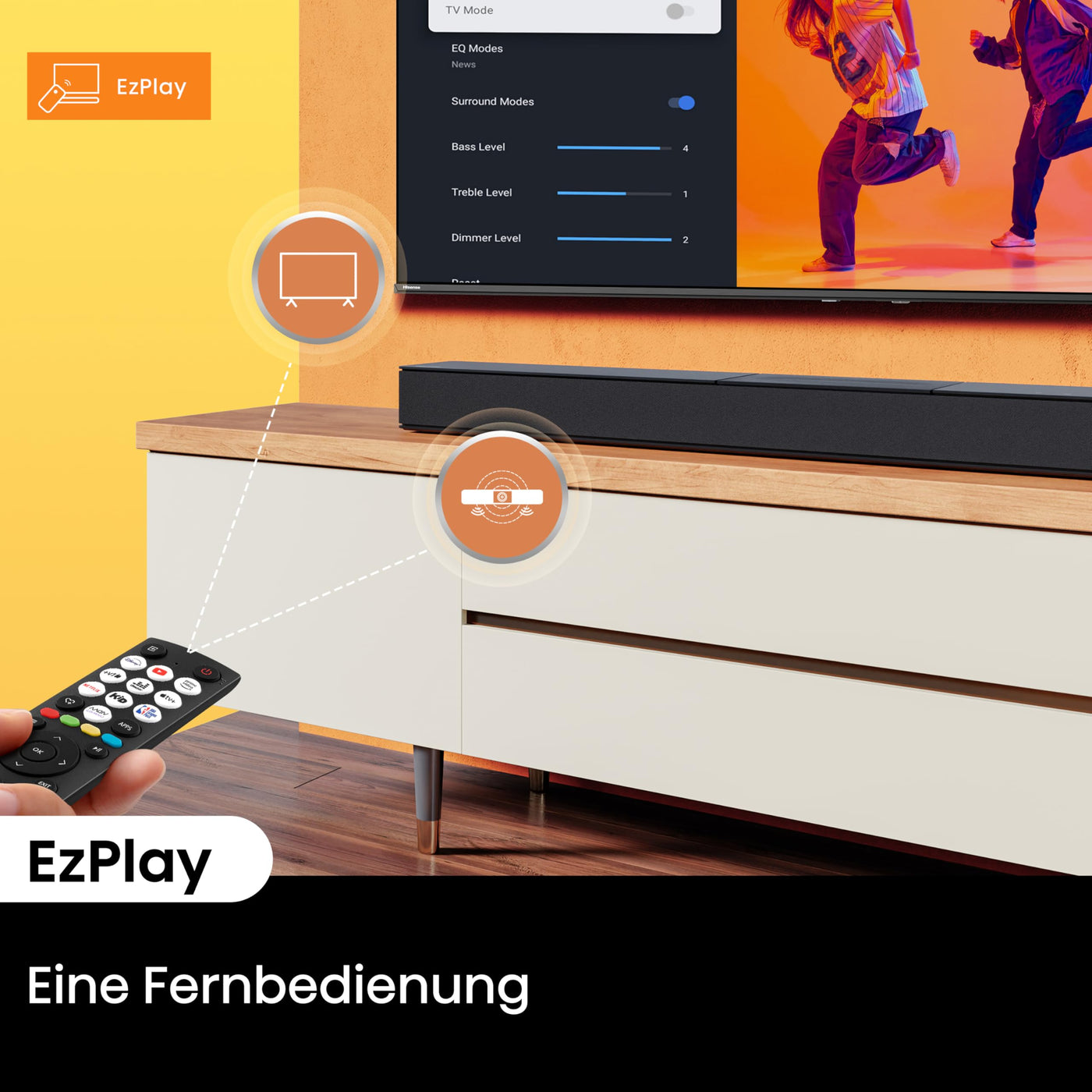 Hisense HS2000 2.1 Kanal Soundbar mit integriertem Subwoofer, 240W, Dolby Audio, Bluetooth, HDMI ARC/Optical/AUX/USB, Schwarz