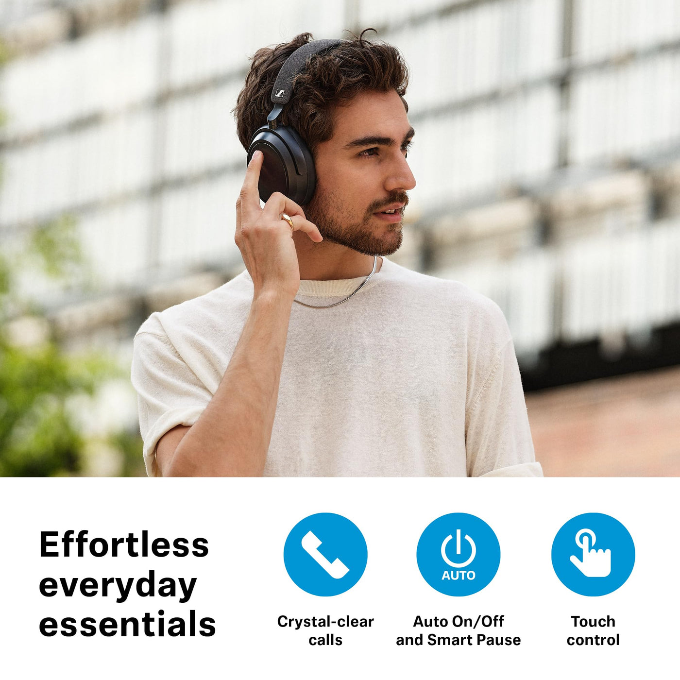 Sennheiser MOMENTUM 4 Wireless Kopfhörer mit Bluetooth - mit adaptiver Geräuschunterdrückung für kristallklare Anrufe - 60 Stunden Akkulaufzeit - anpassbarer Klang, leicht und faltbar - Weiß