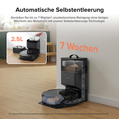 roborock Q8 Max+ Saugroboter mit Absaugstation, DuoRoller-Bürste, 5500Pa Saugkraft, 2,5L Staubbeutel, 350mL Wassertank, Wischroboter PreciSense-LiDAR-Navigation (Schwarz)