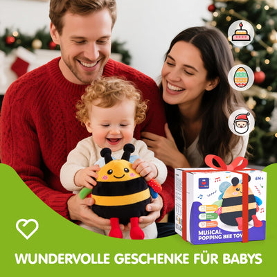 hahaland Baby Spielzeug 6 7 8 9 10 12 Monate,Biene Kuscheltier, Musikalische Spielzeuge ab 1 2 Jahr Mädchen Jungen,Krabbelspielzeug Tummy Time Toy, Neugeborenes Geschenk