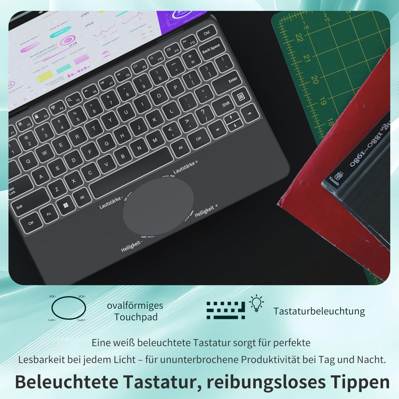 11" 2-in-1 Touchscreen Rosa Laptop, N100 Quad-Core Prozessor, 16GB RAM 512GB SSD, Gesichtserkennung, FHD IPS, 360° Klappbar (Grün, 32GB RAM | 1TB SSD)