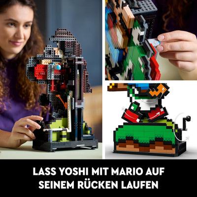 LEGO Super Mario World: Mario & Yoshi Nintendo Set zum Sammeln, pixelige Figuren, Modell zum Bauen und Ausstellen, Wohn-Deko und Sammlerstück, Modellbausatz und Geschenk für Erwachsene Fans 71438