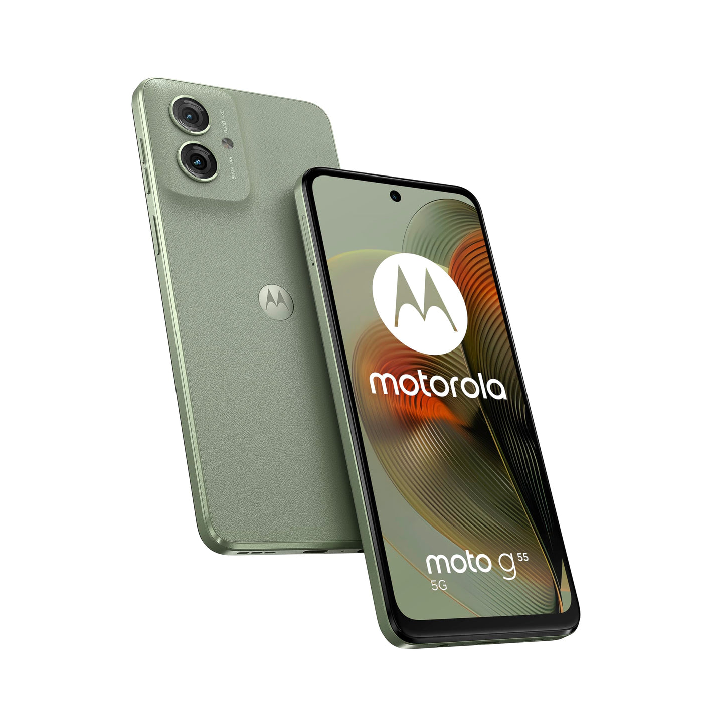 Motorola Moto g55 5G Smartphone (6,49"-FHD+-Display, 50-MP-Kamera, 8/256 GB, 5000 mAh, Android 14) Smoky Green (Veganes Kunstleder), inkl. Schutzcover [Exklusiv bei Amazon]