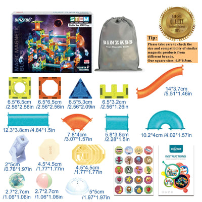 BINZKBB Magnetische Bausteine Magnet 110 Teile Konstruktion Bauen Blöcke Set,Montessori Spielzeug für Kinder ab 5 6 7 8 9 10+Jahre Alt,Ideales pädagogisches Spielzeug Mädchen Jungen Geschenk