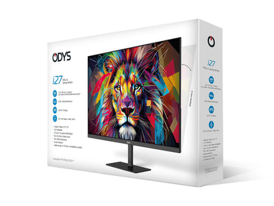 ODYS i27 Monitor - 27-Zoll-Bildschirm im rahmenlosen Design, Full HD, 100 Hz, mit HDR, IPS Panel, FreeSync, HDMI, USB-C, 3,5mm Audio
