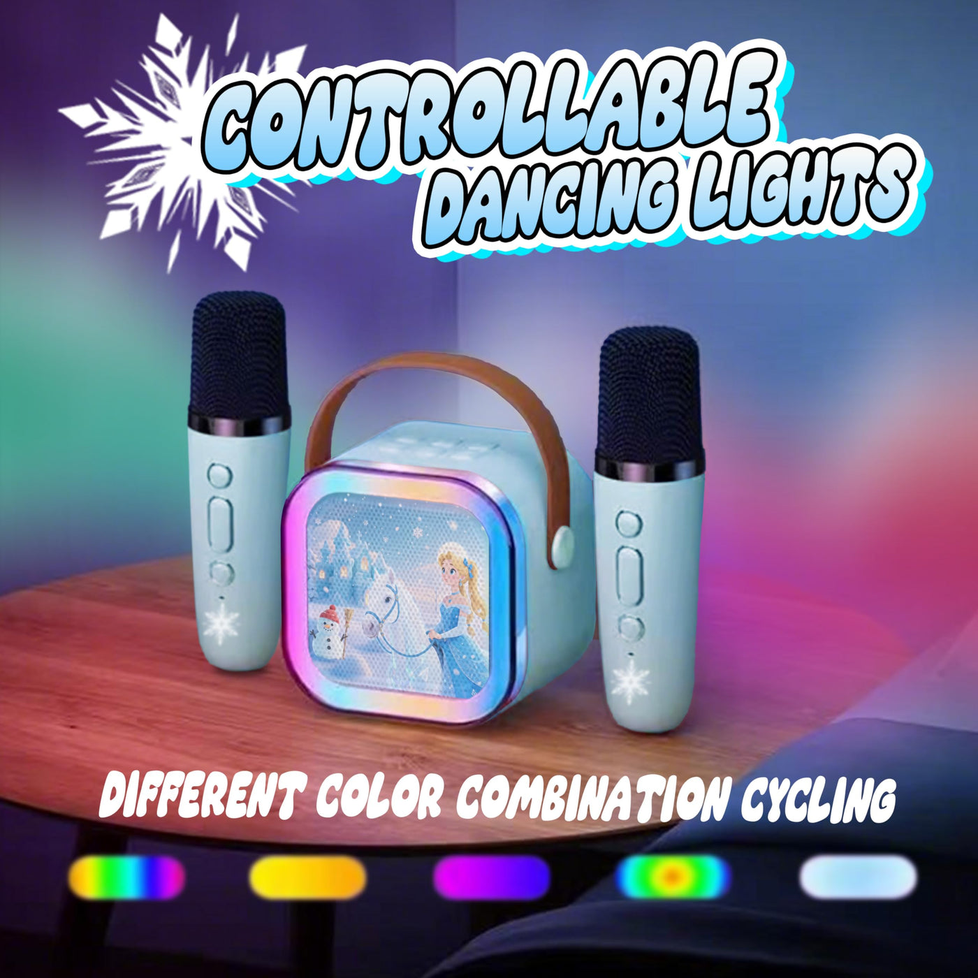 GirliGlee Kinder Mikrofon,Mädchen Spielzeug,Karaoke Maschine für Mädchen,Bluetooth Karaoke Box Anlage mit 2 Mikrofonen, Frozen Geschenke für Mädchen 3 4 5 6 7 8 9 Jahre