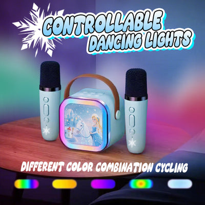 GirliGlee Kinder Mikrofon,Mädchen Spielzeug,Karaoke Maschine für Mädchen,Bluetooth Karaoke Box Anlage mit 2 Mikrofonen, Frozen Geschenke für Mädchen 3 4 5 6 7 8 9 Jahre