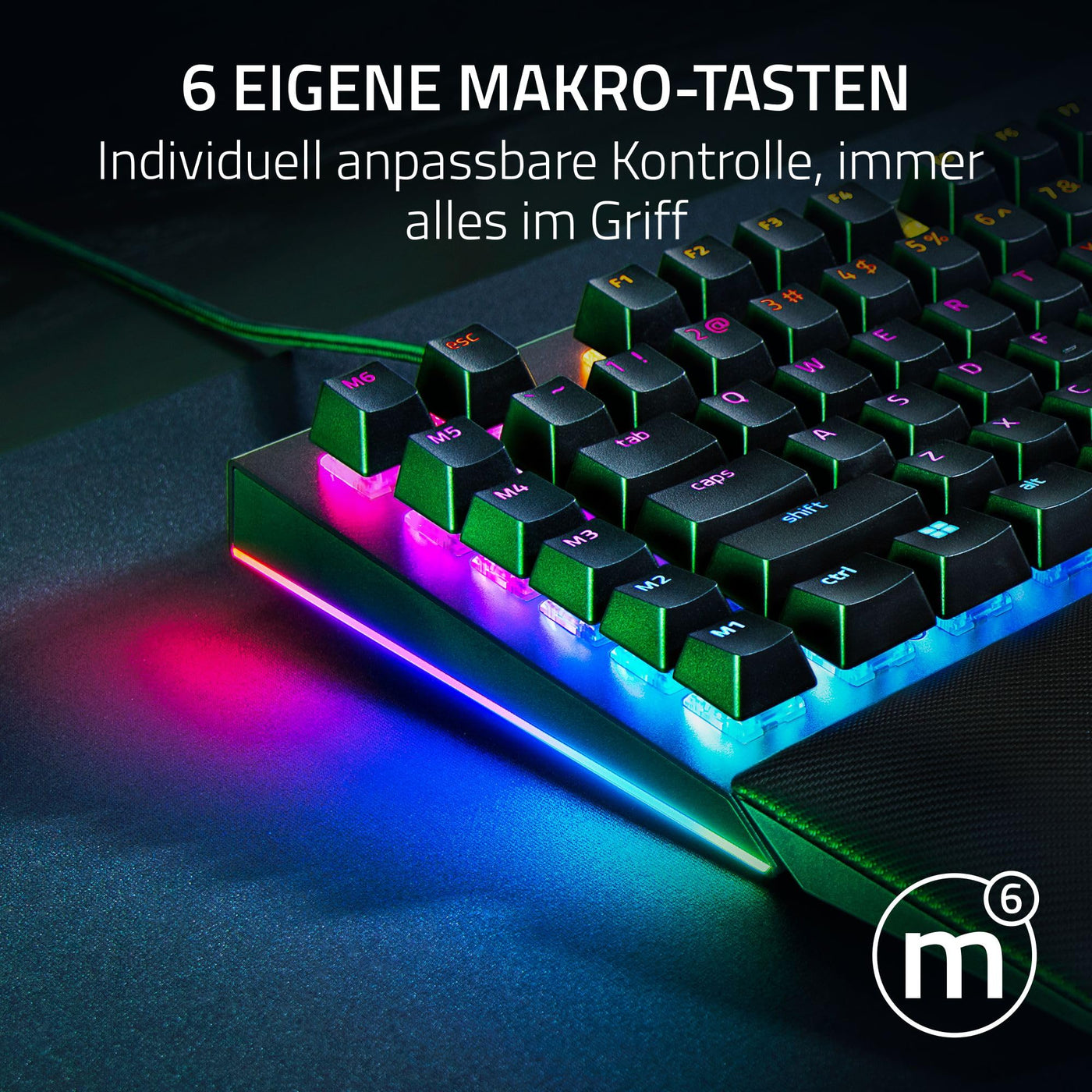 Razer BlackWidow V4 - Mechanische Gaming-Tastatur - Razer Snap Tap (Mechanische Yellow Switches, 6 Makro-Tasten, Doubleshot-ABS-Tastenkappen, Chroma RGB) QWERTZ DE-Layout | Schwarz
