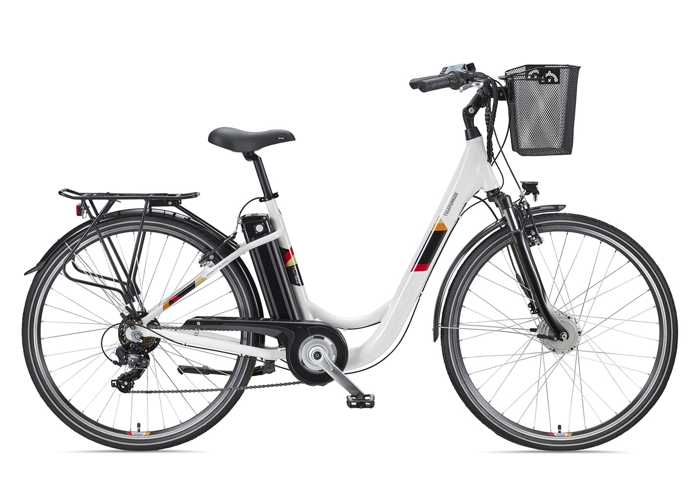 TELEFUNKEN E-Bike Elektrofahrrad Alu 28 Zoll mit 7-Gang Kettenschaltung, Pedelec Citybike leicht mit Fahrradkorb, 250W und 10,4Ah, 36V Sitzrohrakku, RC822 Multitalent